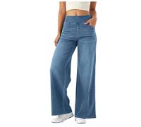 DACONGMING Women's Baggy Jeans Wide Leg High Waisted Slimming Stretch Jeans Y2K Pull on Wide Leg Jeans for Women UK Tummy Control Straight Leg Jeans Denim Pants with 4 Pockets