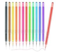 Dacono Diamond Gel Pens Coloured 12 PCS, 0.5mm Fine Point Liquid Ink Rollerball Pens, Quick Drying & Long Lasting for Colouring Books, School, Home, Work, Stationery Supplies