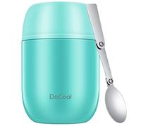 DaCool Food Thermo for Hot Food Insulated Food Jar 16 Ounce Vacuum Stainless Kids Lunch Thermo Container Bento for Kids Adult with Spoon Leakproof for School Office Picnic Travel Outdoors,Cyan Blue