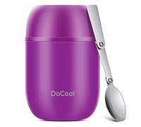 DaCool Insulated Food Jar Food Thermo Insulated Lunch Container 16 oz Vacuum Stainless Steel Kids Thermo for Hot Cold Food for Kids Adult with Spoon Leak Proof for School Office Travel, Purple