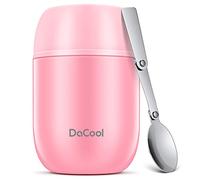 DaCool Insulated Food Jar Food Thermo Kids Thermo for Hot Food 16 oz Stainless Vacuum Bento Lunch Therm for Kids Girls Adult with Spoon Leak Proof for School Office Picnic Travel Outdoors, Pink