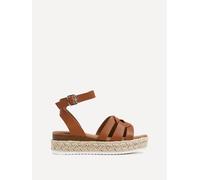 Dacota Tan Faux Leather Woven Espadrille Inspired Flatform Sandal Linzi Brown 5-Standard Fit