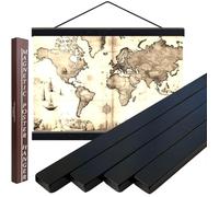 DACRI HOME 30" Wide Sturdy Magnetic Poster Hanger Frame - 30x20 30x24 30x40 Teak Wood Poster Frame for Picture Map Canvas Print Wall Art Hanging (30", Black)