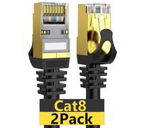 Dacrown Cat 8 Ethernet Cable 6 ft 2 Pack Shielded, Indoor&Outdoor, Heavy Duty High Speed Direct Burial 26AWG Network Wire, 40Gbps 2000Mhz SFTP Patch Cord, in Wall&Weatherproof RJ45 Cable for Router