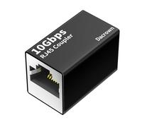 Dacrown RJ45 Ethernet Coupler 10Gbps, 2Pack Extender Adapter for Cat8 Cat7 Cat6 Cat5 Cat5e Ethernet Cable, 328ft Long Distance High Speed Connector, Female to Female Aluminum Alloy Black