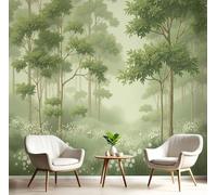 DACRWEKZ 3D Forest Mist Daisies Panoramic Wallpaper Mural - Large Mural with Pale Green Fresh Scenery, Silk Photo Wallpaper for Living Room, Bedroom Dining Room Feature,Wall Décor 400x280cm
