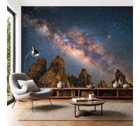 DACRWEKZ 3D Panoramic Custom Blue-Purple Wallpaper Murals, Dreamscape Rock Column Galaxy Lucky Silk Wall Murals, Modern Living Room Kitchen Dining Room Bedroom Wall Mural Wallpaper 450x315cm (W x H)