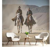 DACRWEKZ 3D Panoramic Custom Wallpaper Mural, 300x210cm Wall Poster Realistic Photography Style Cowboy Riding A Horse Photo Wallpapers 3D Effect, Yellow Wallpaper Mural - Poster Decoration