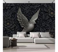 DACRWEKZ 3D Panoramic Custom Wallpaper Mural 3D Animals Pattern,Black 450x356cm,White Doves Fly Wallpaper Mural, Living Room, Bedroom, Office Home Decoration