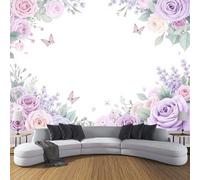DACRWEKZ 3D Panoramic Custom Wallpaper Mural, Floral Border Romantic Flowers, 300 x 210 cm Wall Sticker Poster Decoration