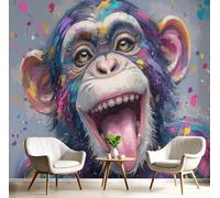 DACRWEKZ 3D Panoramic Custom Wallpaper Murals, Fun Abstract A Gorilla Sticking Out Its Tongue Silk Wall Murals, Modern Living Room Kitchen Dining Room Bedroom Wall Mural Wallpaper 400x280cm (W x H)