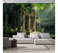 DACRWEKZ 3D Panoramic Mysterious Ancient Buildings Wallpaper Murals | Moss On Temple Stone Pillars Silk Wall Murals, Modern Living Room Kitchen Dining Room Bedroom Wallpaper 450x315cm(W x H)
