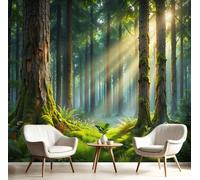 DACRWEKZ 3D Panoramic Natural Scenery Wallpaper Murals, Sunlight Filtering Through The Trees Silk Wall Murals, Modern Living Room Kitchen Dining Room Bedroom Wall Mural Wallpaper 250x175cm