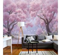 DACRWEKZ 3D Panoramic Wall Mural Dreamy Scenery Photo Wallpaper, Pink Cherry Blossom Forest Photo Wallpaper Silk Wall Art, Blush Mural for Bedroom Living Room Decor 250x175cm