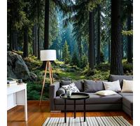 DACRWEKZ 3D Panoramic Wall Mural Sunlight Filters Through The Leaves Photo Wallpaper, Spring Theme Photo Wallpaper Silk Wall Art, Green Mural for Bedroom Living Room Decor 450x356cm