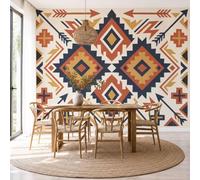DACRWEKZ 3D Panoramic Wallpaper Geometric Tribal Style Wall Mural | Tribal Totem Patterns Poster Photo Wallpaper Wall Paper Feature Home Decor for Bedroom Living Room Office Deer Head