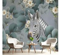 DACRWEKZ 3D Panoramic Wallpaper Mural,250x175cm Photo Wallpapers Murals, Animal Illustrations Flower Tiger Photo Wallpaper 3D Effect, Pink Wallpapers Mural - Poster for Bedroom Corridor