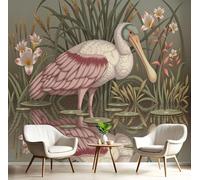 DACRWEKZ 3D Panoramic Wallpaper Mural,250x175cm Photo Wallpapers Murals, Cute Animals Cow-Shaped Flower Bow Photo Wallpaper 3D Effect, Pink Wallpapers Mural - Poster for Bedroom Corridor