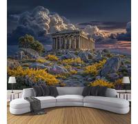 DACRWEKZ 3D Panoramic Wallpaper Mural,400 x 280 cm Wall Poster Wildflowers at The Temple of Agriculture Art Print Design Photo Effect,Natural Scenery Decoration for Bedroom Living Room Corridor