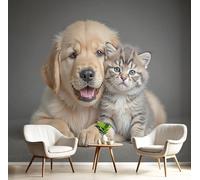 DACRWEKZ 3D Panoramic Wallpaper Mural,400x280cm Wall Poster Tropical Style Print Design Photo Effect,Green Flowers, Flamingos, Trees Decoration for Bedroom Living Room Corridor