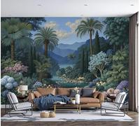 DACRWEKZ 3D Panoramic Wallpaper Mural, Wall Poster Tropical Rainforest Print Design Photo Effect,Green River Flows Through Vegetation Decoration for Bedroom Living Room Corridor