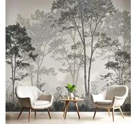 DACRWEKZ 3D Trees in The Mist Panoramic Wallpaper Mural - Large Mural with Dark Gray Retro Jungle, Silk Photo Wallpaper for Living Room, Bedroom Dining Room Feature,Wall Décor 250x175cm