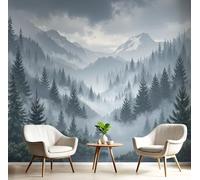 DACRWEKZ 3D Wall Mural Botanical Illustrations Photo Wallpaper, Misty Forest Wall Murals Decoration Poster Picture Design Modern 150 x 105 cm Mural for Living Room Kids Bedroom