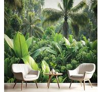 DACRWEKZ 3D Wall Mural Bright Green Palm Tree Tropical Vegetation Photo Wallpaper, Tropical Rainforest Silk Wall Mural Decoration Poster Picture Design Modern 300x210cm