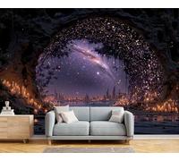 DACRWEKZ 3D Wall Mural Candle Arch Star Print Photo Wallpaper, Dream Galaxy Wall Murals Decoration Poster Picture Design 250x175cm Mural for Living Room Kids Bedroom