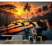 DACRWEKZ 3D Wall Mural Countryside At Dusk Photo Wallpaper