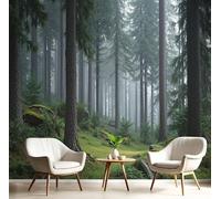 DACRWEKZ 3D Wall Mural Dark Green Pine Forest Grassland Moss Photo Wallpaper, Natural Landscape Silk Wall Mural Decoration Poster Picture Design Modern 400x280cm
