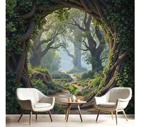 DACRWEKZ 3D Wall Mural Dark Green Vines Archway Forest Path Photo Wallpaper, The Jungle Book Silk Wall Mural Decoration Poster Picture Design Modern 450x315cm