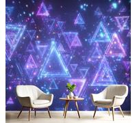 DACRWEKZ 3D Wall Mural Sci-fi Abstract Photo Wallpaper, Neon Triangle Light Wall Murals Decoration Poster Picture Design Modern 450x356cm Mural for Living Room Kids Bedroom