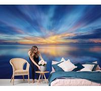 DACRWEKZ 3D Wall Mural Sunset Horizon Photo Wallpaper, Natural Scenery Wall Murals Decoration Poster Picture Design Modern 350x256cm (W x H) Mural for Living Room Kids Bedroom