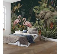 DACRWEKZ 3D Wall Mural Tropical Jungle Photo Wallpaper, Leopard, Flamingo, Elephant Wall Murals Decoration Poster 250x175cm (W x H) Mural for Living Room Kids Bedroom