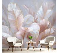 DACRWEKZ 3D Wall Mural White Banana Leaf Print Photo Wallpaper, Luxury Plants Wall Murals Decoration Poster Picture Design 150x105cm Mural for Living Room Kids Bedroom