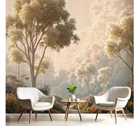 DACRWEKZ 3D Wall Mural Yellow Foggy Tree Path Photo Wallpaper, Dreamscape Silk Wall Mural Decoration Poster Picture Design Modern 300x210cm