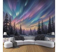 DACRWEKZ 3D Wall Natural Wonders Print Photo Wallpaper, Northern Lights Forest Wall Mural, Decoration Poster Picture Design Modern Mural 350x256cm Blue-Purple for livingroom Kids Bedroom