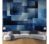 DACRWEKZ Abstract Geometry Indigo SquareWallpaper for Walls 3D Silk Cloth Fabric Modern Living Room Sofa TV Background Wall Papers Home Decor Blue 400x280cm