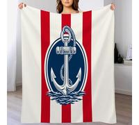 DACRWEKZ Anchor stripe pattern Throw Blanket Flannel Fleece Blanket Nautical theme Lightweight Throw for Bed Sofa Travel Teens Birthday 200 x 200cm