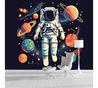 DACRWEKZ Astronaut Planet Panoramic Wallpapers, Giant Wall Poster Personalized Space Theme for Living Room, Children's Room Wall Decoration 450x356cm Orange Color