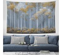DACRWEKZ Autumn Forest Wall Hanging Tapestry Poplar Forest Wall Art Large Mural Decor Backdrop Blanket for Bedroom Living Room Decoration Yellow, 100 x 70cm
