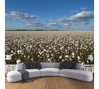 DACRWEKZ Blue Rural Countryside Wallpaper for Living Room Bedroom Cotton Fields Wallpaper Hallway Feature Wall 300x210cm