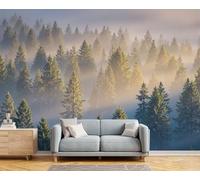DACRWEKZ Botanical Illustrations Painting Wall Misty Pine Forest Stream Art Mural Large Wall Murals Hd Printing for Living Room Bedroom - 150 x 105 cm