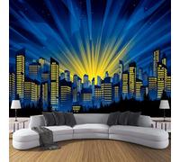 DACRWEKZ Cartoon Style City Pattern Wallpaper for Walls 3D Silk Cloth Fabric Modern Living Room Sofa TV Background Wall Papers Home Decor Blue 300x210cm