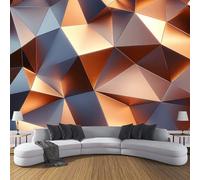 DACRWEKZ Copper 3D Geometric Patterns Modern Abstract 3D Silk Wall Mural Photo Wallpaper, Premium Art Print Decor for Living Room Kids' Bedroom & Home Interiors 450x356cm