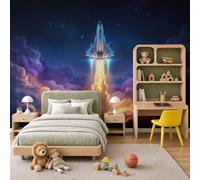DACRWEKZ Dark Blue Panoramic Wallpaper Mural,250x175cm Wall Poster Sci-Fi Space Style Photo Effect,Airplane, Clouds, Starry Sky Decoration for Bedroom Living Room Corridor