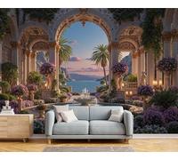 DACRWEKZ Decoration for Bedroom Living Room CorridorPanoramic Custom Wallpaper Mural, Luxury Buildings Palace Statues, 150 x 105 cm Wall Sticker Poster Purple