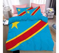 DACRWEKZ Democratic Republic of the Congo flag Comforter Set 230x220cm - 3 Piece Soft patriotism Comforter with 2 Pillow Shams, King size Bedding Set for All Season(light blue)
