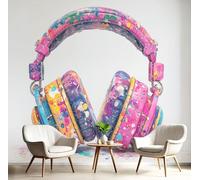 DACRWEKZ Digital Art Headphones Paint Wall Mural Forest Photo Picture Wallpaper Bedroom Decoration Wall Covering 450 x 315 cmpink